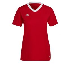 Koszulka piłkarska damska Adidas Entrada 22 Jersey. Czerwone koszulki sportowe damskie Adidas, xl, bez wzorów, z jersey, bez kołnierzyka, bez ramiączek, do piłki nożnej. Za 60.00 zł.