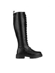 DeeZee Kozaki WS5865-26 Czarny. Czarne kozaki damskie DeeZee, z materiału, bez obcasa, na płaskiej podeszwie. Za 229.99 zł.