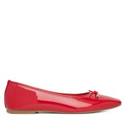Baleriny JENNY. Czerwone baleriny damskie Jenny, bez wzorów, bez obcasa. Za 63.99 zł.