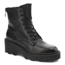 Czarne Botki Simen Damskie Wygodne Buty Skórzane. Czarne botki damskie Simen, na wiosnę, ze skóry, bez obcasa, na obcasie, bez zapięcia. Za 409.00 zł.
