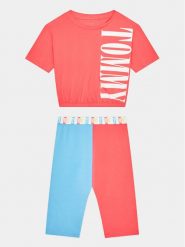 Tommy Hilfiger Piżama UG0UG00631 Różowy Regular Fit. Czerwone bielizna dla dziewczynek Tommy Hilfiger, bez wzorów, z bawełny. Za 209.99 zł.