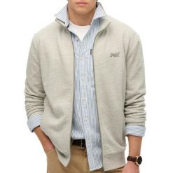 Bluza dresowa zapinana na zamek błyskawiczny Superdry Essential. Szare bluzy sportowe męskie Superdry., xl, bez wzorów, z bawełny, bez kaptura, na fitness i siłownię. Za 329.30 zł.