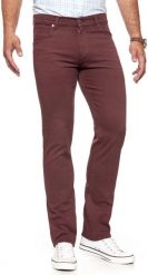 WRANGLER SPODNIE MĘSKIE GREENSBORO RED MAHOGANY W15QTJ17M 112127090. Czerwone spodnie materiałowe męskie Wrangler, l, bez wzorów, z materiału. W wyprzedaży za 89.99 zł.
