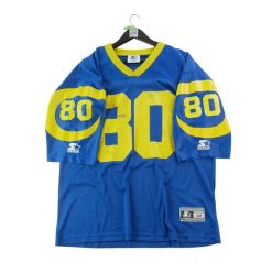 Second life - Koszulka męska Starter NFL Saint-Louis Rams - Stan bardzo dobry. Niebieskie koszulki sportowe męskie Starter, m, bez wzorów, z materiału, bez kołnierzyka, bez ramiączek, do piłki nożnej. Za 170.36 zł.
