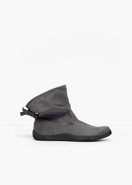 Buty barefoot na elastycznej podeszwie. Szare botki damskie bonprix, bez obcasa, bez zapięcia. Za 169.99 zł.