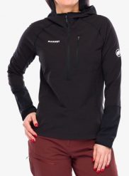 Bluza z kapturem damska Mammut Madris Light ML Half Zip Hoody. Czarne bluzy damskie Mammut, m, bez wzorów, z elastanu, z kapturem. Za 649.50 zł.