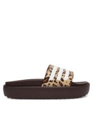 Adidas Klapki adilette Platform Slides JR9234 Brązowy. Brązowe klapki damskie Adidas, bez wzorów, ze skóry, bez obcasa. Za 189.99 zł.