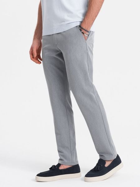 Eleganckie męskie spodnie chino SLIM FIT - jasnoszare V1 - Rozmiar: XXL. Szare eleganckie spodnie męskie Ombre Clothing, m, bez wzorów, z materiału, eleganckie. W wyprzedaży za 189.99 zł.