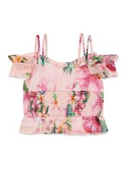 Guess Bluzka J6GH07 WA2T0 Różowy Regular Fit. Czerwone bluzki dla dziewczynek Guess, z aplikacjami, z syntetyku, bez kołnierzyka, bez ramiączek. Za 229.99 zł.