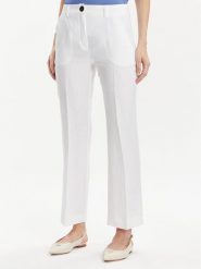 Marella Spodnie materiałowe Muschio 2413131272 Biały Regular Fit. Białe spodnie materiałowe damskie Marella, bez wzorów, ze lnu. Za 549.99 zł.