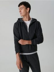 Bluza rozpinana basic - szary. Szare bluzy męskie Sinsay, l, bez wzorów, z bawełny, bez kaptura. Za 49.99 zł.