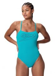 Strój kąpielowy jednoczęściowy damski Speedo Endurance+ Thinstrap. Niebieskie kostiumy jednoczęściowe damskie Speedo, l, bez wzorów, z materiału, biznesowe, na fitness i siłownię. Za 189.99 zł.