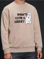 Bluza crewneck Halloween - beżowy. Brązowe bluzy męskie Sinsay, l, bez wzorów, bez kaptura. Za 39.99 zł.