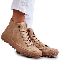Trampki Damskie Big Star Wysokie Ocieplane Camel GG274072 beżowy. Brązowe trampki i tenisówki damskie bez wzorów, klasyczne, bez zapięcia. Za 205.59 zł.