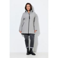 Damskie Długa kurtka softshell HYPRAR hydrofobowa trapezowy krój. Szare kurtki damskie Ulla Popken, plus size, bez wzorów, z elastanu, bez kaptura. Za 479.99 zł.