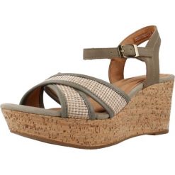 Sandały CLARKS 26171441C Zielony. Zielone sandały damskie Clarks, bez wzorów, ze skóry, bez obcasa, bez zapięcia. Za 236.99 zł.