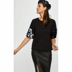 Only - Top. Szare topy damskie Only, z dzianiny, z okrągłym kołnierzem, z krótkim rękawem. Za 129.90 zł.