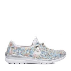 Półbuty Rieker. Niebieskie półbuty damskie Rieker, bez wzorów, bez obcasa, na płaskiej podeszwie, bez zapięcia. Za 359.99 zł.