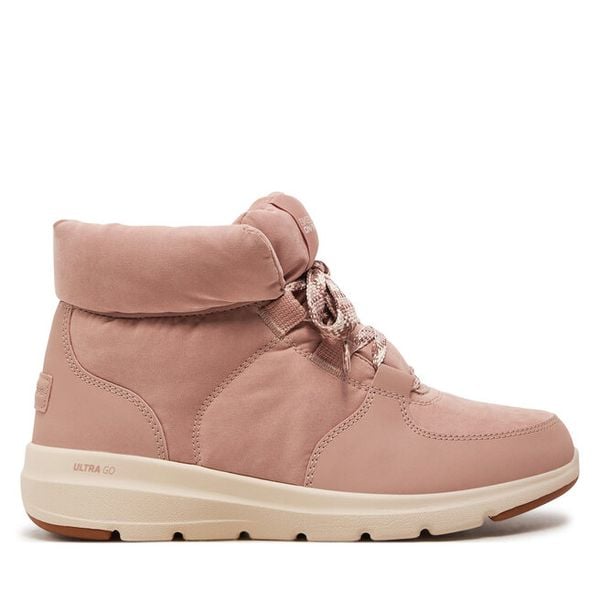 Trzewiki Skechers. Czerwone botki damskie Skechers, bez obcasa, na płaskiej podeszwie, bez zapięcia. Za 229.99 zł.