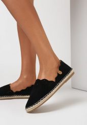 Czarne Espadryle Undefeatability. Czarne espadryle damskie Born2be, na lato, bez wzorów, z jeansu, z okrągłym noskiem, bez obcasa, na płaskiej podeszwie, bez zapięcia. Za 69.99 zł.