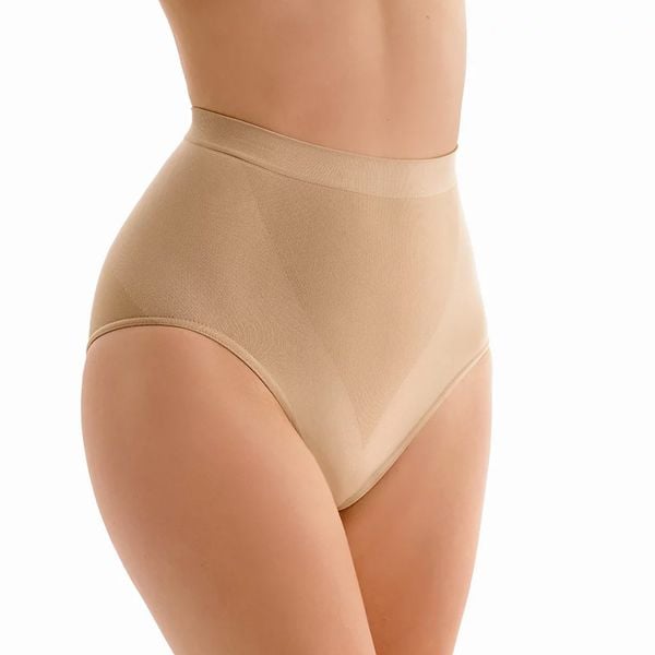 Bezszwowe majtki z wysokim stanem Gabriella Midi Briefs beż. Brązowe skarpety damskie Gabriella, bez wzorów, z bawełny. Za 39.90 zł.