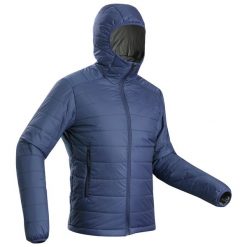 Kurtka trekkigowa męska zimowa Forclaz MT100 - 5°C. Czarne kurtki męskie FORCLAZ, na zimę, l, bez wzorów, z materiału, sportowe, bez kaptura. Za 179.99 zł.