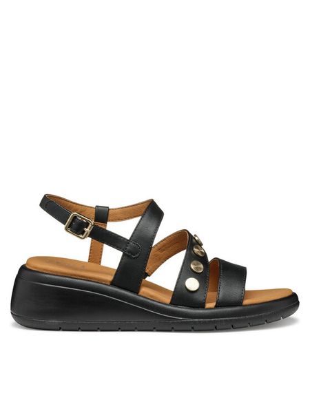 Geox Sandały D Meliconia D550EF 000BC C9999 Czarny. Czarne sandały damskie Geox, bez wzorów, ze skóry, bez obcasa, na koturnie, bez zapięcia. Za 289.99 zł.