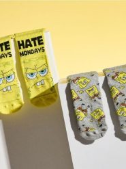 Skarpetki z bawełną 2 pack SpongeBob - wielobarwny. Skarpety męskie Sinsay, bez wzorów, z bawełny. Za 15.99 zł.