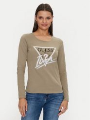 Guess Bluzka Icon W4YI33 I3Z14 Zielony Slim Fit. Zielone bluzki damskie Guess, m, z aplikacjami, z bawełny, bez kołnierzyka, bez ramiączek. Za 129.99 zł.