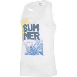 Koszulka bez rękawów męska TSM026 - biały. Białe t-shirty męskie 4f, m, bez wzorów, bez kołnierzyka. W wyprzedaży za 29.99 zł.