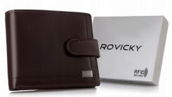 Portfel skórzany Rovicky PC-107L-BAR brązowy. Brązowe portfele męskie ROVICKY, bez wzorów, ze skóry. Za 77.99 zł.
