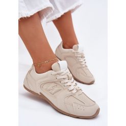 Buty Sportowe Damskie Z Eko Zamszu Beżowe beżowy. Brązowe obuwie sportowe damskie bez wzorów. Za 81.18 zł.