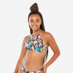 Góra kostiumu kąpielowego surfingowego damska Olaian Andrea. Czerwone bikini damskie OLAIAN, s, bez wzorów. W wyprzedaży za 49.99 zł.