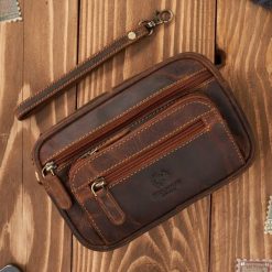 Saszetka męska brązowa skórzana do ręki vintage Paolo Peruzzi T-130-HBR. Brązowe saszetki męskie ze skóry, eleganckie. Za 129.00 zł.