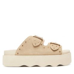 Klapki Scholl. Brązowe klapki damskie Scholl, bez wzorów, bez obcasa. Za 349.99 zł.