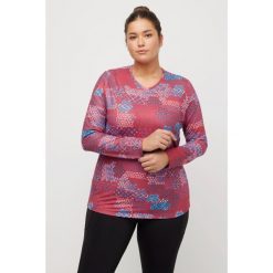 Damskie Koszulka narciarska wzorzysta dekolt w szpic długi rękaw pętla. Czerwone t-shirty damskie Ulla Popken, plus size, bez wzorów, z elastanu, sportowe, bez kołnierzyka. Za 176.99 zł.