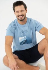 T-shirt z nadrukiem, Comfort Fit, T-SAIL. Zielone t-shirty męskie Volcano, l, bez wzorów, z bawełny, wakacyjne, bez kołnierzyka. Za 69.99 zł.