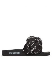 LOVE MOSCHINO Klapki JA28312G0MIW100B Czarny. Czarne klapki damskie Love Moschino, bez wzorów, z materiału, bez obcasa. Za 399.99 zł.