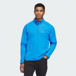 Bluza Ultimate365 Durable Water Repellent Wind Quarter-Zip. Niebieskie bluzy męskie Adidas, m, bez wzorów, z polaru, bez kaptura. Za 439.00 zł.