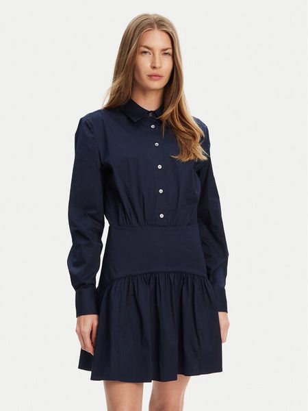 STAUD Sukienka koszulowa Rocco R25S2112PO Granatowy Regular Fit. Niebieskie sukienki damskie STAUD, s, bez wzorów, z bawełny, bez kołnierzyka, bez ramiączek, koszulowe. Za 969.99 zł.