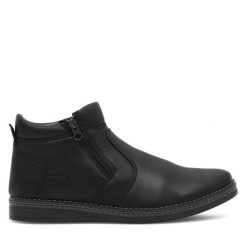 Botki Lanetti. Czarne botki męskie Lanetti, bez wzorów, bez zapięcia. Za 159.99 zł.