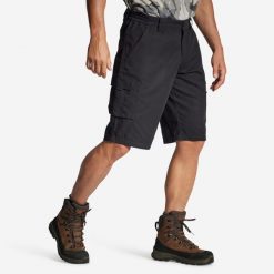 Bermudy outdoor Solognac 500. Czarne krótkie spodenki sportowe męskie SOLOGNAC, l, bez wzorów, z bawełny, outdoorowe. Za 69.99 zł.