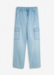 Jeansy loose fit, z gumką w talii, z kieszeniami cargo, straight. Niebieskie jeansy dla chłopców bonprix, z jeansu. Za 129.99 zł.