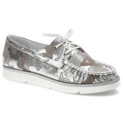 Mokasyny damskie Simen, wsuwane i ze skóry naturalnej, srebrne, 760-Moro-Srebro. Szare mokasyny damskie Simen, ze skóry, casualowe. Za 209.00 zł.