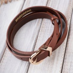 Pasek Skórzany Damski OPD-04 Brødrene Brązowy 105 cm. Brązowe paski damskie bez wzorów, z materiału, biznesowe. Za 43.99 zł.