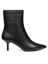 Geox Botki D Kleopy D56YBB 000TU C9999 Czarny. Czarne botki damskie Geox, ze skóry, bez obcasa, na szpilce, bez zapięcia. Za 699.99 zł.