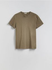 T-shirt regular z bawełny - jasnozielony. Zielone t-shirty męskie Reserved, l, bez wzorów, z bawełny, bez kołnierzyka. Za 39.99 zł.