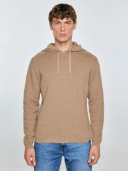 Sweter męski z kapturem beżowy Hoodsy 805. Brązowe swetry przez głowę męskie Big Star, l, bez wzorów, z jeansu, bez kołnierzyka. Za 249.99 zł.