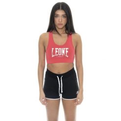 Odzież sportowa miękki na siłownia na co dzień. Czerwona obuwie sportowe damskie LEONE 1947 APPAREL, bez wzorów, z bawełny, na fitness i siłownię. W wyprzedaży za 54.73 zł.