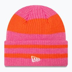 Czapka zimowa damska New Era Stripe Cuff Knit Beanie. Czerwone czapki i kapelusze damskie New Era, na zimę, bez wzorów. Za 139.99 zł.